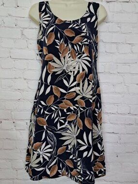 Looking Good Blue Tropical Print Midi Dress Size Small